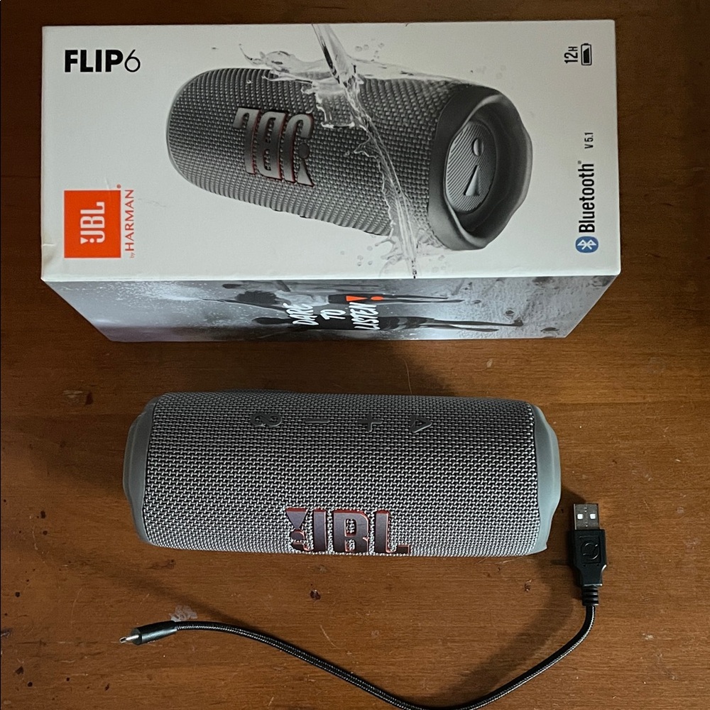 JBL Flip 6 Portable Speaker - Silver and Black